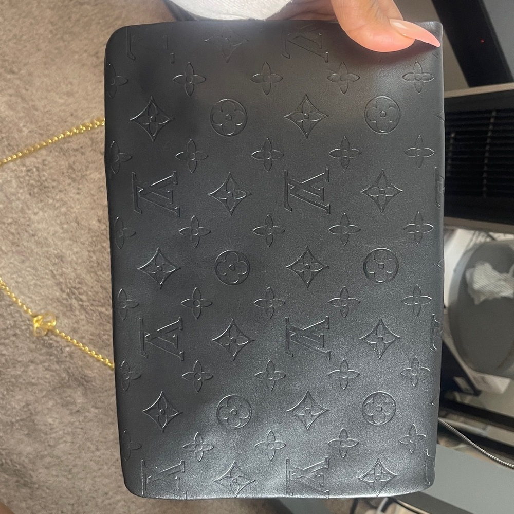 Thin Flap Over Embossed Bag W/ Gold Chain - Picture 5 of 5